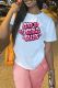 White Street Vintage Print Patchwork O Neck T-Shirts