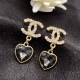 Black Gold Elegant Letter Patchwork Rhinestone Earrings