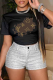 Black Street Daily Print Patchwork O Neck T-Shirts