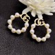 White Gold Elegant Letter Patchwork Pearl Earrings