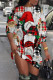 Red White Casual Print Basic O Neck Long Sleeve Dresses