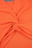 Orange Sexy Casual Solid Backless Spaghetti Strap Tops