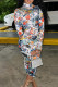 Colour Street Print Patchwork Half A Turtleneck Printed Dress Dresses