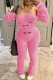 Pink Sexy Solid Hollowed Out Backless Strapless Skinny Jumpsuits
