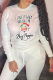 White Casual Print Patchwork O Neck Tops