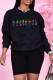 Black Casual Print Patchwork O Neck Tops