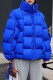 Blue Casual Solid Patchwork Zipper Half A Turtleneck Outerwear
