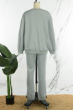 Pink Casual Solid Basic O Neck Long Sleeve Two Pieces