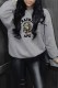 Grey Casual Street Print Letter O Neck Tops