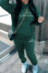 Ink Green Casual Print Basic Hooded Collar Long Sleeve Two Pieces