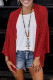 Red Casual Solid Sequins Patchwork Cardigan Collar Outerwear