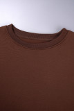 Pink Casual Solid Basic O Neck Long Sleeve Two Pieces