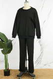 Pink Casual Solid Basic O Neck Long Sleeve Two Pieces