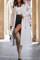 White Casual Solid Patchwork Cardigan Turndown Collar Outerwear
