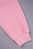Pink Casual Solid Basic O Neck Long Sleeve Two Pieces