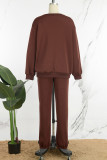 Pink Casual Solid Basic O Neck Long Sleeve Two Pieces
