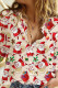 Santa Claus Casual Print Patchwork Buckle Shirt Collar Tops