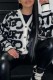 Black Casual Letter Patchwork V Neck Outerwear