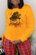 Yellow Daily Vintage Print Patchwork O Neck Tops