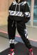 Grey Street Print Patchwork Hooded Collar Long Sleeve Two Pieces