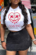 White Street Daily Print Letter O Neck T-Shirts