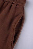 Pink Casual Solid Basic O Neck Long Sleeve Two Pieces
