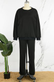 Pink Casual Solid Basic O Neck Long Sleeve Two Pieces