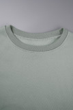 Pink Casual Solid Basic O Neck Long Sleeve Two Pieces