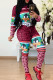 Burgundy Fashion Casual Letter Cartoon Print Basic Zipper Collar Skinny Jumpsuits