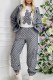 Grey Casual Street Print Letter Hooded Collar Long Sleeve Two Pieces