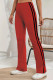 Red Casual Striped Patchwork Regular High Waist Conventional Patchwork Bottoms