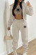 Khaki Casual Print Patchwork Draw String Pocket Hooded Collar Long Sleeve Three Pieces（The Coat Has A Print）