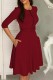 Burgundy Casual Solid Basic O Neck A Line Dresses