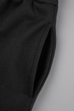 Pink Casual Solid Basic O Neck Long Sleeve Two Pieces