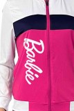 Rose Red Casual Print Patchwork Letter Mandarin Collar Long Sleeve Two Pieces