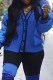 Blue Casual Solid Patchwork Buttons V Neck Outerwear