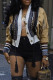 Khaki Casual Patchwork Buttons V Neck Outerwear