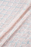 Pink Sexy Solid Sequins Patchwork Mesh O Neck Long Dress Dresses