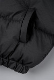 Black Casual Solid Patchwork Zipper Mandarin Collar Outerwear