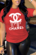 Red Fashion Street Print Patchwork Letter O Neck T-Shirts