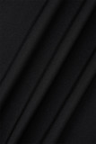 Black Sexy Solid Patchwork Feathers V Neck Pencil Skirt Dresses