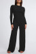 Black Casual Solid Basic O Neck Long Sleeve Two Pieces