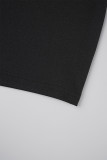 Black Sexy Solid Patchwork Feathers V Neck Pencil Skirt Dresses