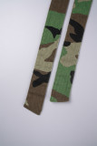 Camouflage Street Camouflage Print Patchwork Pocket Buckle Turndown Collar Tops