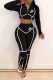 Black Casual Street Print Letter Hooded Collar Long Sleeve Two Pieces