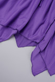 Purple Street Solid Bandage Patchwork Asymmetrical Collar Irregular Dress Dresses