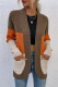 Coffee Casual Patchwork Cardigan Contrast Outerwear