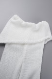 White Casual Solid Hollowed Out Backless One Shoulder Sleeveless Two Pieces