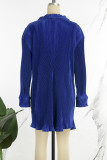 Red Casual Solid Patchwork Buckle Shirt Collar Shirt Dress Dresses