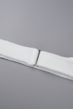 White Casual Solid Hollowed Out Backless One Shoulder Sleeveless Two Pieces